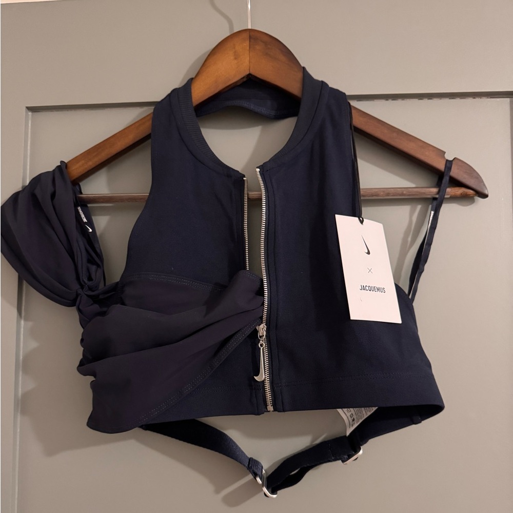 Jacquemus x Nike Navy Blue Zip-Up Sports Bra/Crop